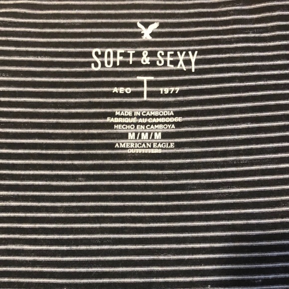 AE ruched v-neck striped baby tee - Picture 2 of 4